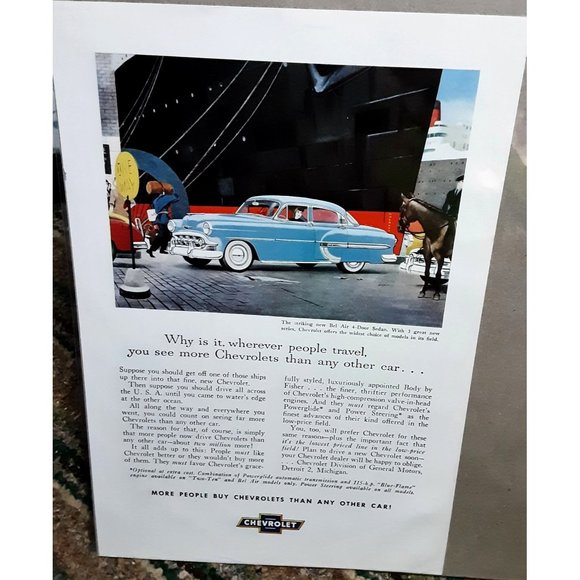 1953 Chevy Bel Air 4 Door Sedan Chevrolet Print Ad vintage 50s - Picture 1 of 1